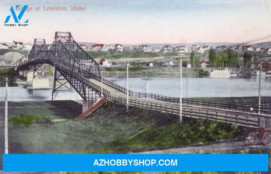 Lewiston Idaho - Aerial View Of Lewiston Bridge ( Fine Art Giclee Gallery Print Home Wall Decor Artwork Poster)