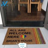 LGBT All Are Welcome Here Personalized Doormat | Welcome Mat | House Warming Gift