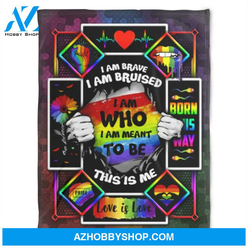 LGBT Blanket, I Am Who I Am Meant To Be, ,Fleece Banket.Home Decor Bedding Couch Sofa Soft and Comfy Cozy
