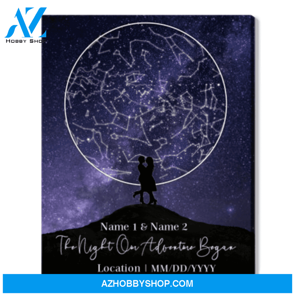LGBT Custom Star Map By Date On Canvas Lesbian Couple Personalized Canvas Night Sky Star Map