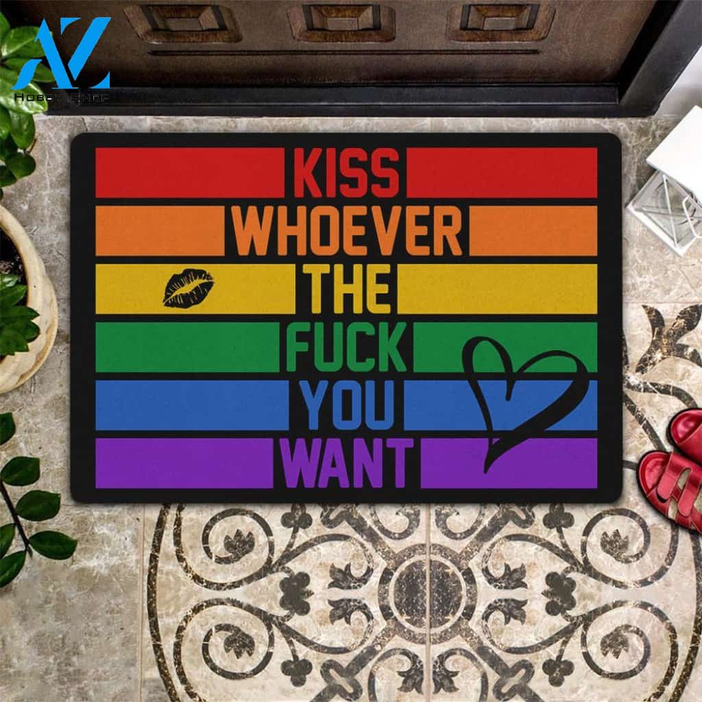 LGBT Doormat Kiss Who Ever The Fuck You Want Gift | WELCOME MAT | HOUSE WARMING GIFT