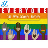 LGBT Everyone Is Welcome Here Doormat Welcome Mat Housewarming Gift Home Decor Funny Doormat Best Gift Idea For Friend Birthday Gift