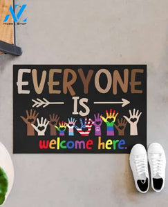 LGBT Everyone Is Welcome Here Doormat, LGBT World Day, LGBT Doormat, Living Room Doormat, Doormat Indoor, Doormat Outdoor Gift For Home