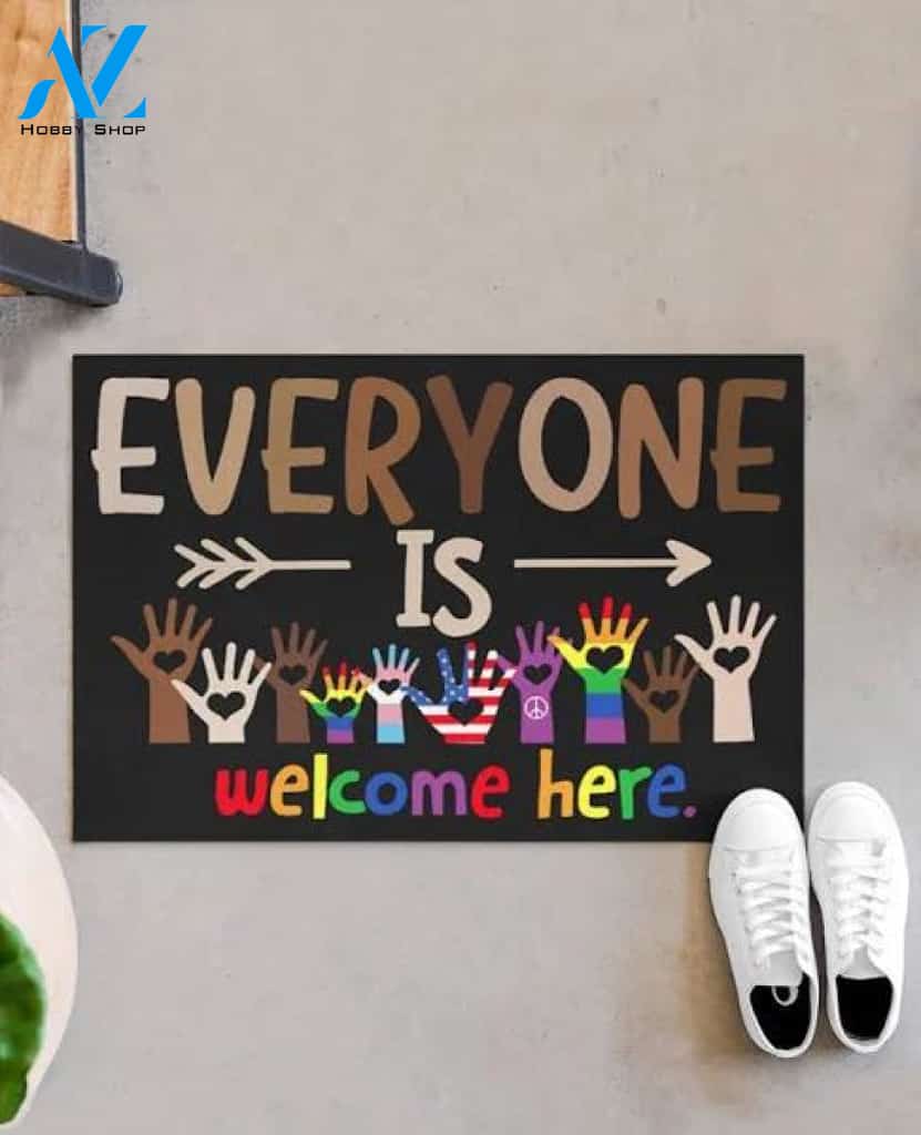 LGBT Everyone Is Welcome Here Doormat, LGBT World Day, LGBT Doormat, Living Room Doormat, Doormat Indoor, Doormat Outdoor Gift For Home
