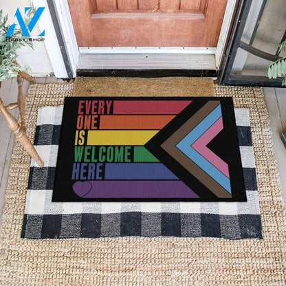 LGBT - Everyone Is Welcome Here Funny Indoor And Outdoor Doormat Warm House Gift Welcome Mat Gift For Friend Gift For Family Birthday Gift