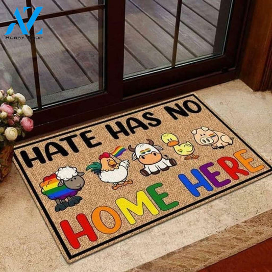 LGBT Farm Animals - Hate Has No Home Here Chicken Sheep Animal Doormat Welcome Mat House Warming Gift Home Decor Funny Doormat Gift Idea