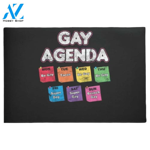 LGBT - Gay Agenda Gender Equality LGBT Gift Indoor and Outdoor Doormat Warm House Gift Welcome Mat Gift for Friend Family