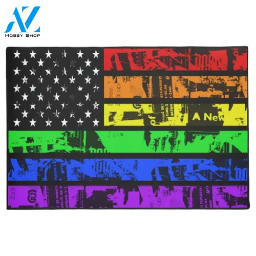 LGBT - Gay Pride Flag Indoor and Outdoor Doormat Warm House Gift Welcome Mat Gift for Friend Family