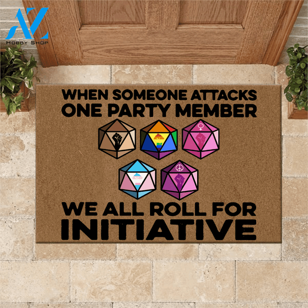 LGBT, Hippie, Feminism, Black, DnD Doormat We All Roll For Initiative Black Lives Matter | Welcome Mat | House Warming Gift