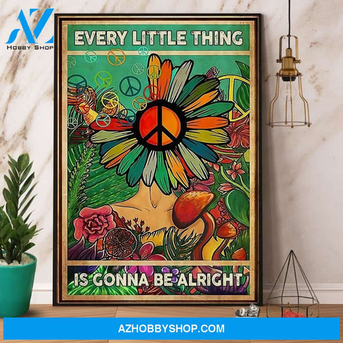 Lgbt Hippie Sunflower Every Little Thing Is Gonna Be Alright Canvas And Poster, Wall Decor Visual Art