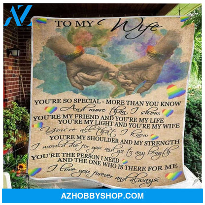 Lgbt Husband To My Wife You're So Special Husband Fleece Blanket - Quilt Blanket Fleece Blanket Home Decor Bedding Couch Sofa Soft and Comfy Cozy