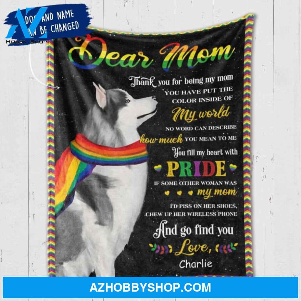 Personalized LGBT Husky Mom Custom Fleece Blanket 3 sizes:  -  - 