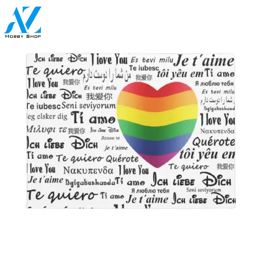 LGBT - I Love You Indoor and Outdoor Doormat Warm House Gift Welcome Mat Gift for Friend Family