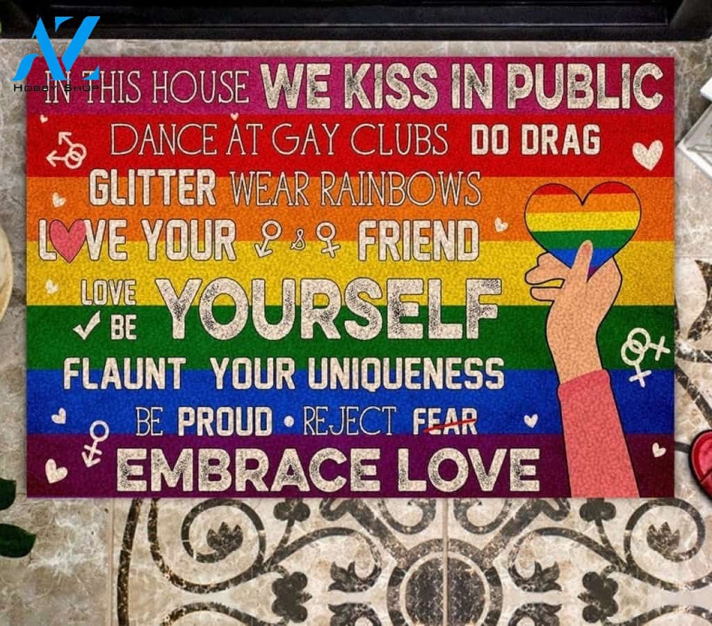 Lgbt In This House We Kiss In Public Doormat Gift For Friend Family Birthday Gift Home Decor Warm House Gift Welcome Mat