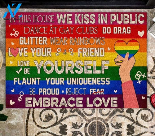 Lgbt In This House We Kiss In Public Doormat Gift For Friend Family Birthday Gift Home Decor Warm House Gift Welcome Mat