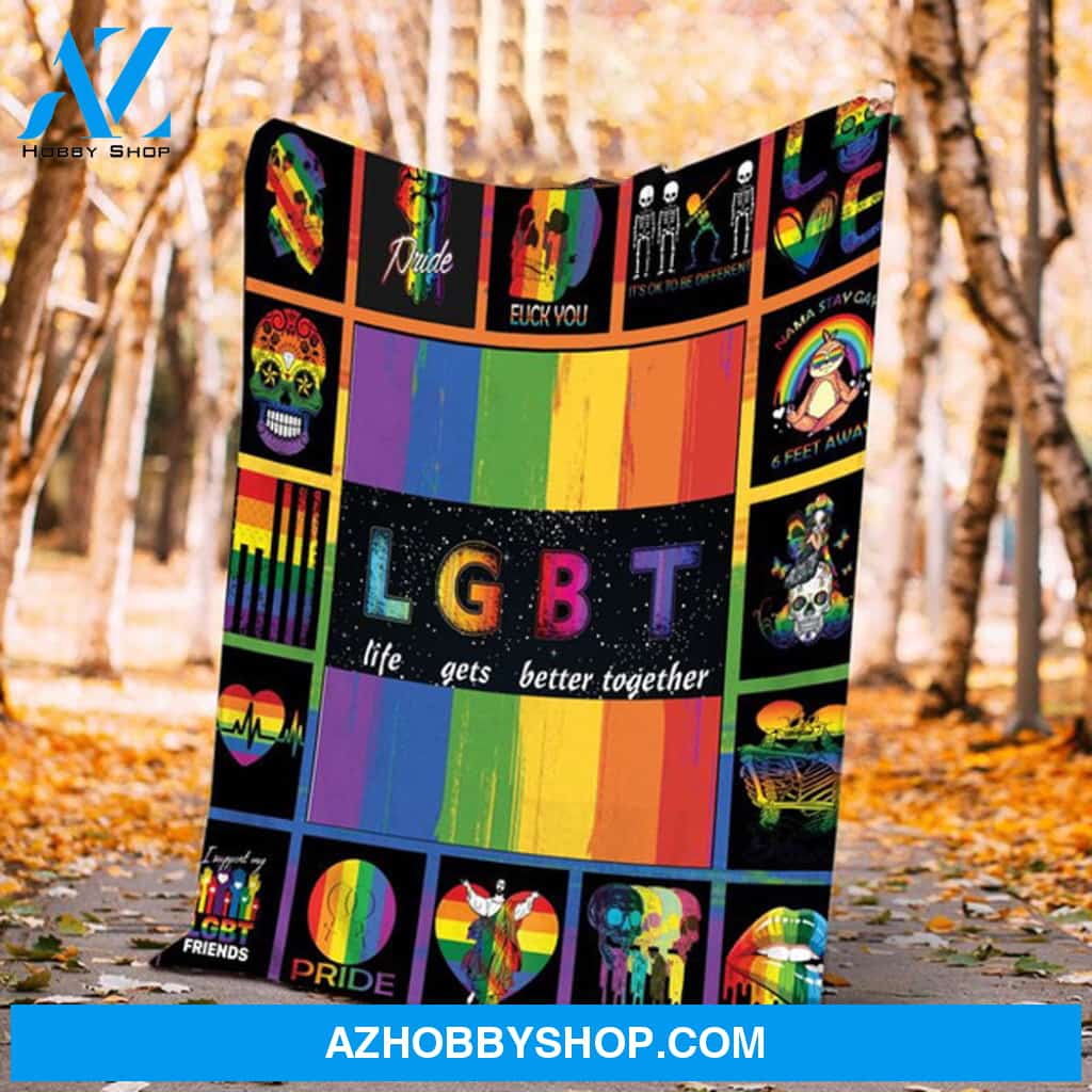 Lgbt Life Gets Better Together Pride Lesbian Gay Bisexual Family Soft Fleece Blanket Home Decor Bedding Couch Sofa Soft And Comfy Cozy