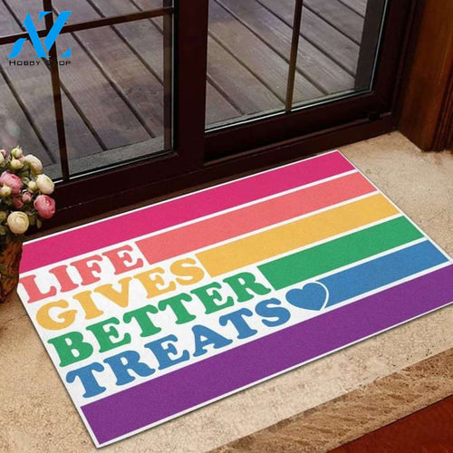 LGBT - Life Gives Better Treats Doormat Rug Housewarming Gift Family Welcome Mat Custom Funny Birthday New Year Gift Antislip