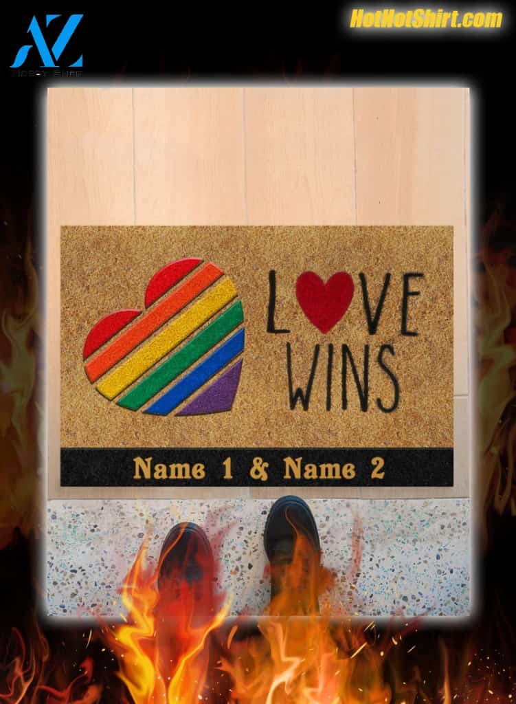 LGBT Love Wins Personalized Custom Name Doormat