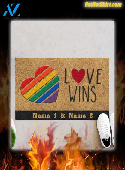 LGBT Love Wins Personalized Custom Name Doormat