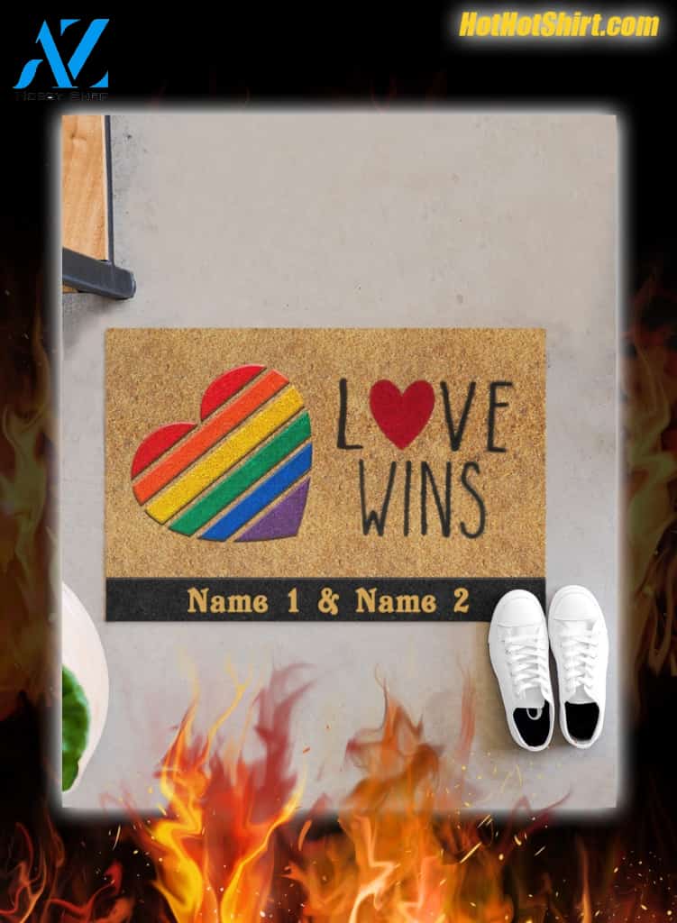 LGBT Love Wins Personalized Custom Name Doormat