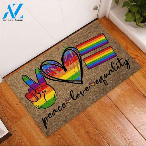 LGBT - Peace Love Equality Pride Doormat Welcome Mat House Warming Gift Home Decor Funny Doormat Gift Idea