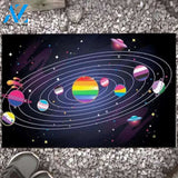 Lgbt Planets Doormat - Outdoor Indoor Doormat - Lgbt Space Doormat