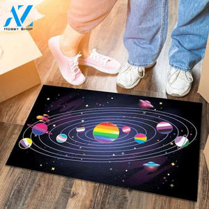 Lgbt Planets Doormat - Outdoor Indoor Doormat - Lgbt Space Doormat