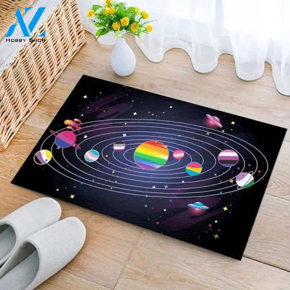 Lgbt Planets Doormat - Outdoor Indoor Doormat - Lgbt Space Doormat