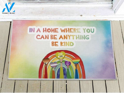 LGBT Pride - Be Anything Be Kind Rainbow Doormat Welcome Mat House Warming Gift Home Decor Funny Doormat Gift Idea