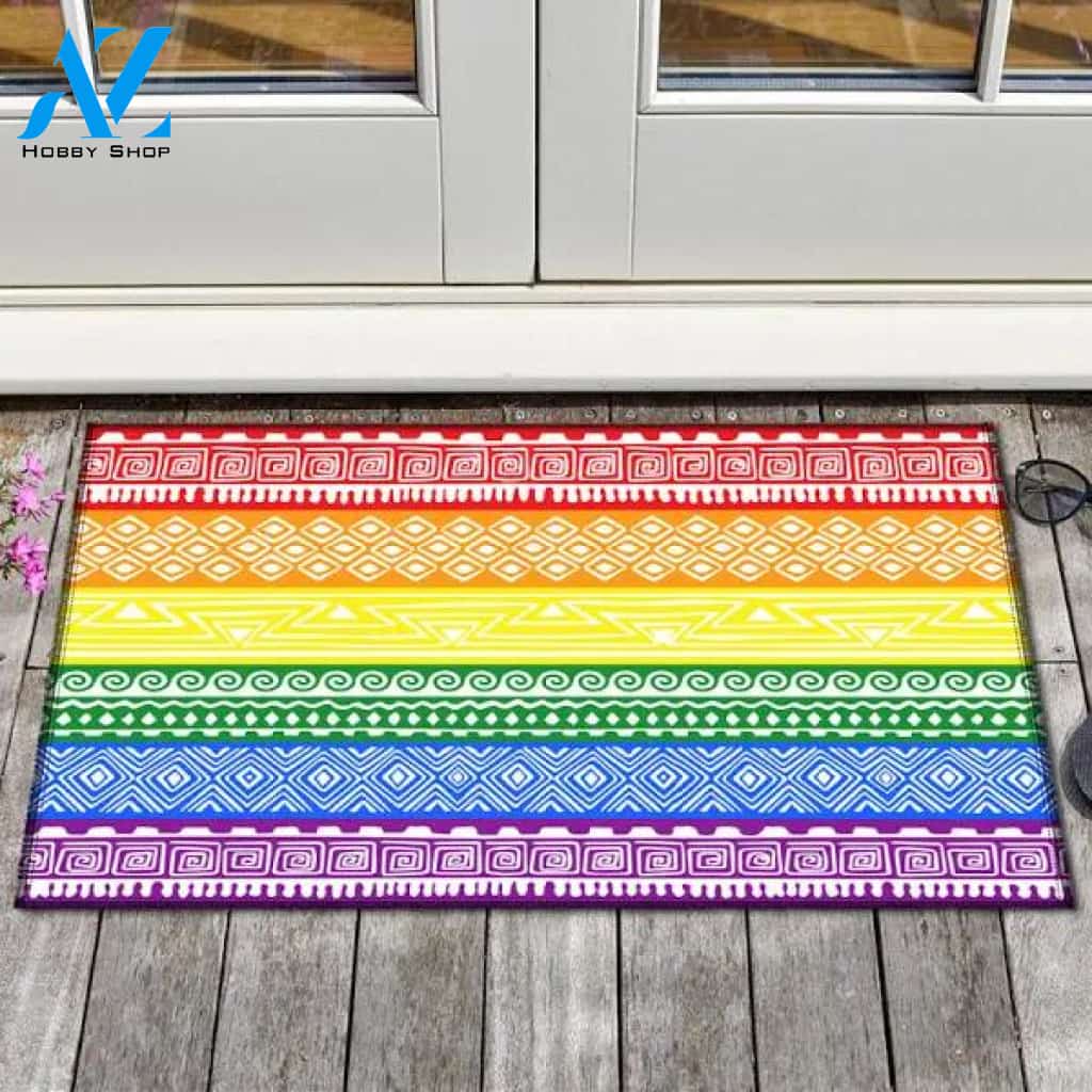 LGBT Pride Doormat, LGBT Rainbow Flag Doormat, Progress Pride Doormat, LGBT Doormat, Transgender Lesbian Gay Pride Doormat, Lgbt Home Decor