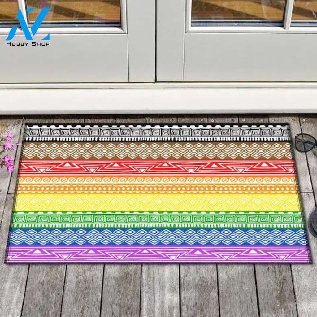 LGBT Pride Doormat, LGBT Rainbow Flag Doormat, Progress Pride Doormat, LGBT Doormat, Transgender Lesbian Gay Pride Doormat, Lgbt Home Decor