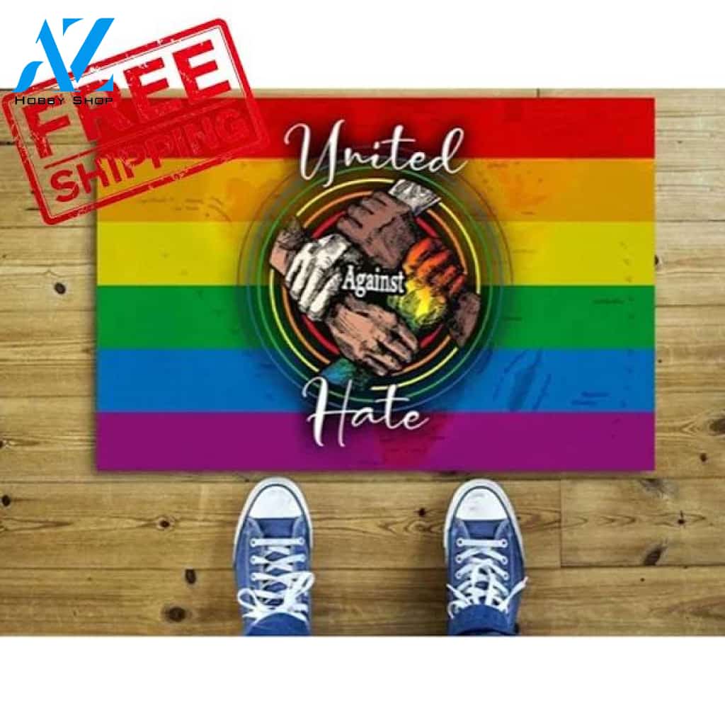 LGBT Pride Doormat United Against Hate LGBT Pride Black Pride Equality Right Doormat Welcome Doormat Home Decor Indoor Outdoor Welcome Mat