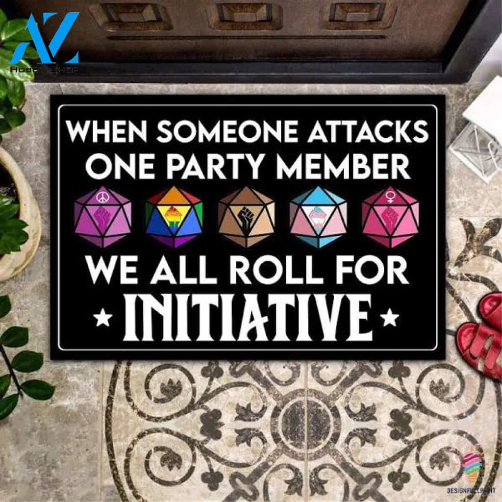 LGBT Pride Gift For Gamer LGBT Equal When Someone Attacks One Party Member We Roll For Initiative Non-Slip Rubber Backing Doormat HG