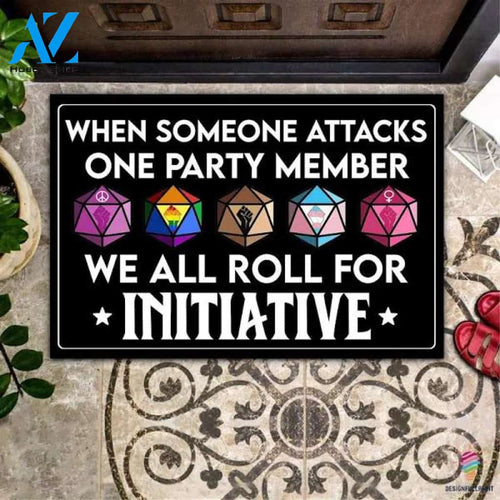 LGBT Pride Gift For Gamer LGBT Equal When Someone Attacks One Party Member We Roll For Initiative Non-Slip Rubber Backing Doormat HG