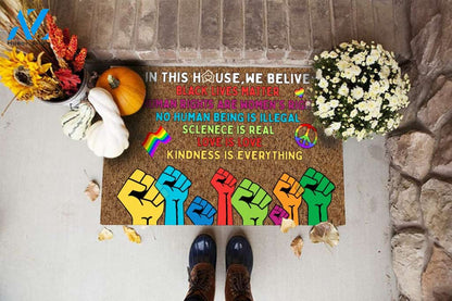 LGBT Pride In This House We Believer Doormat