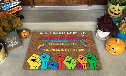 LGBT Pride In This House We Believer Doormat