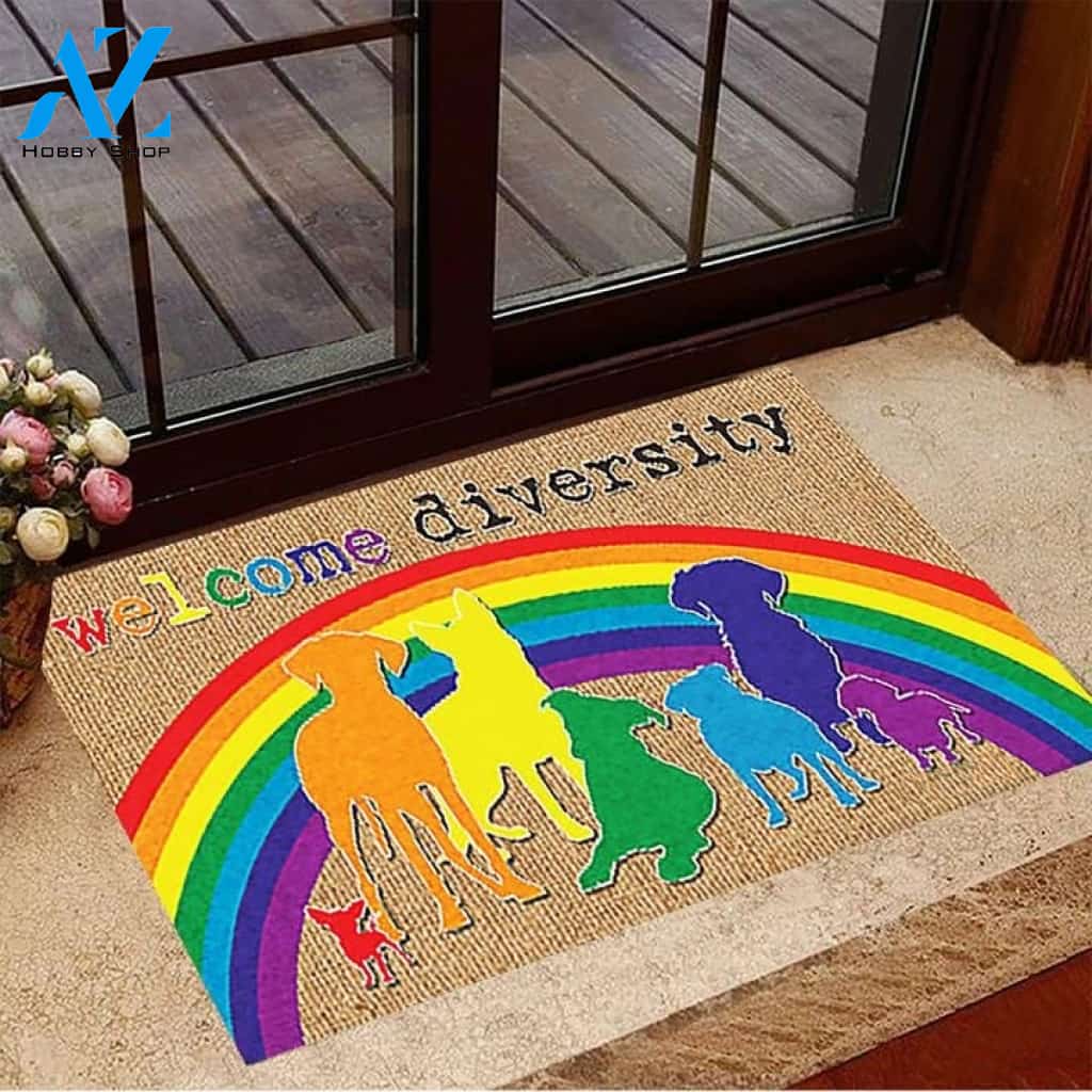LGBT Pride - Welcome Diversity Rainbow Doormat Welcome Mat House Warming Gift Home Decor Funny Doormat Gift Idea