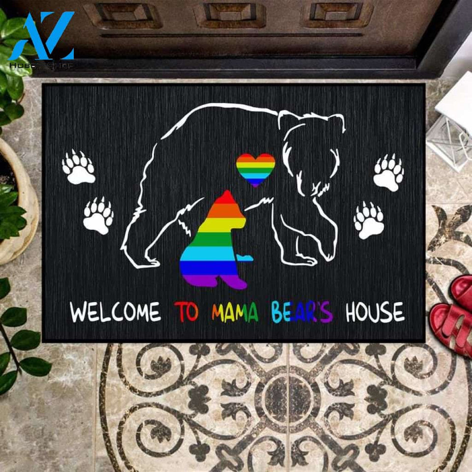 LGBT Pride - Welcome to Mama Bear's House Doormat Welcome Mat House Warming Gift Home Decor Gift for Beer Lovers Funny Doormat Gift Idea