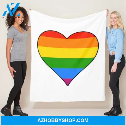 LGBT Rainbow Flag Heart Pride Customize Color Fleece Blanket