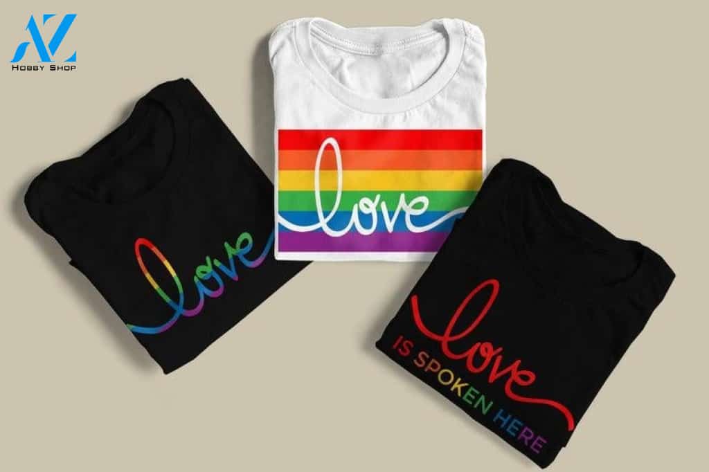 LGBT Rainbow Love Is Spoken Here SVG File Cutting Template