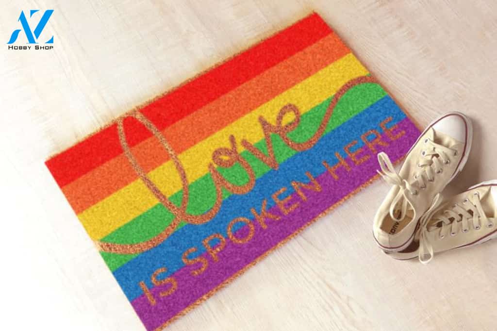 LGBT Rainbow Love Is Spoken Here SVG File Cutting Template