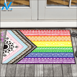 LGBT Rainbow Progress Transgender Lesbian Gay Pride Indoor And Outdoor Doormat Gift For Friend Family Warm House Gift Welcome Mat