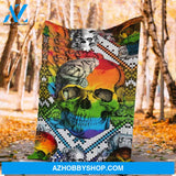 Lgbt Skull Roses Flower Lgbt Pride Gay Lesbian Fleece Blanket Home Decor Bedding Couch Sofa Soft And Comfy Cozy