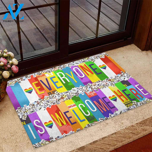 LGBT Support - Everyone Is Welcome Here Indoor And Outdoor Doormat Gift For Friend Family Decor Warm House Gift Welcome Mat