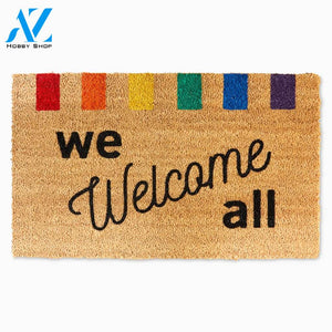 LGBT - We Welcome All Indoor and Outdoor Doormat Warm House Gift Welcome Mat Gift for Friend Family