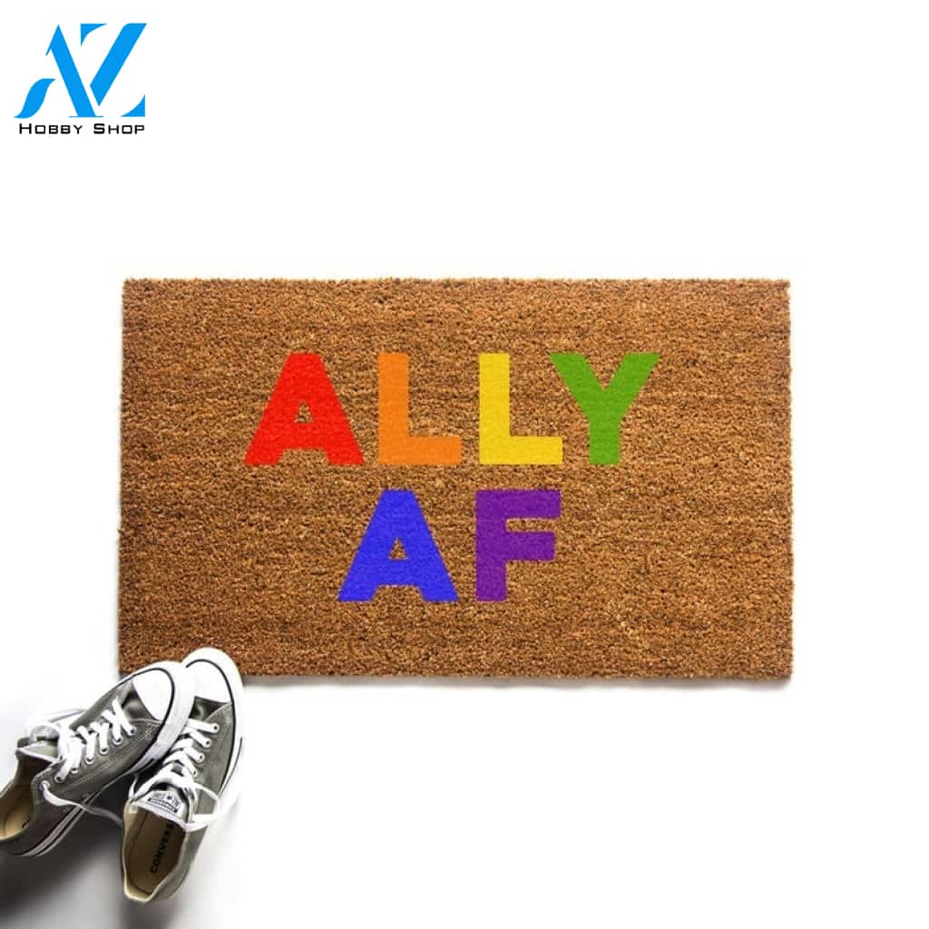 LGBTQ Friendly - Ally AF Pride Doormat Welcome Mat House Warming Gift Home Decor Funny Doormat Gift Idea