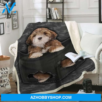 Lhasa Apso Dog Pocket Blanket Gift For Dog Lovers Birthday Gift Home Decor Bedding Couch Sofa Soft and Comfy Cozy