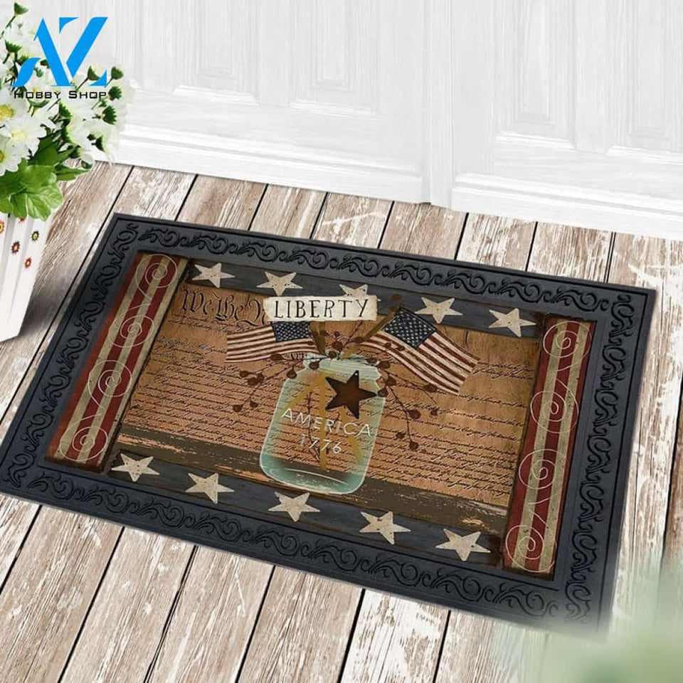 Liberty America Flag Freedom Doormat Welcome Mat Housewarming Gift Doormat Welcome Mat House Warming Gift Home Decor Funny Doormat Gift Idea