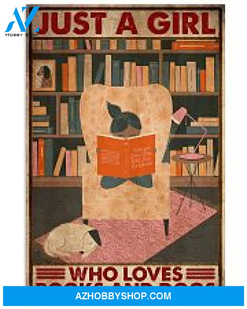 Librarian Girl Poster Just A Girl Who Loves Books And Dogs Wall Decor