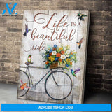 Life Is A Beautiful Ride Hummingbird Wall Art Canvas